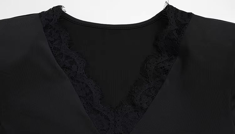 ZEYA - Hilda Lace Trim Slim Long Sleeve Mini Dress