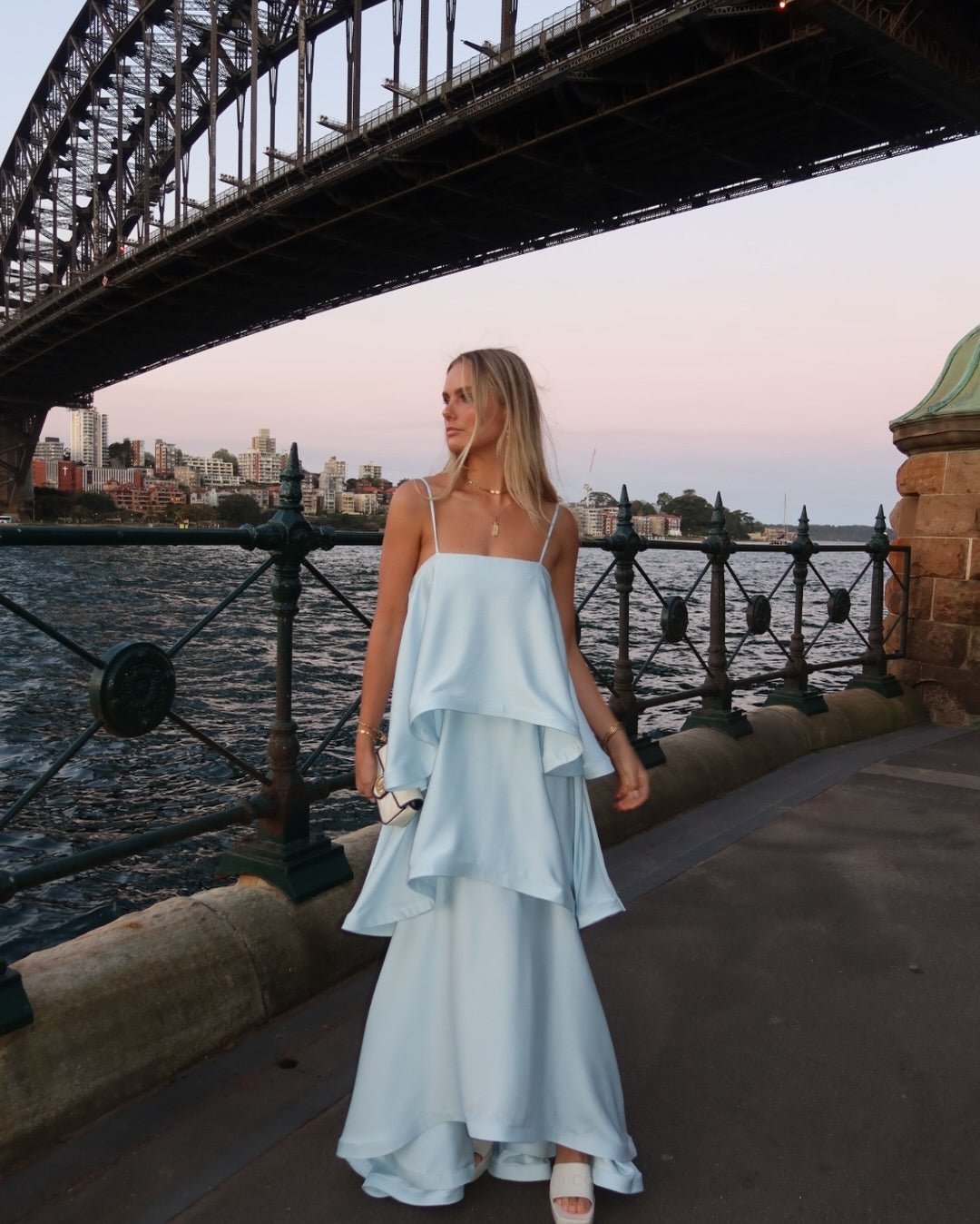 ZEYA - Jamila Tiered Ruffle Satin Maxi Dress