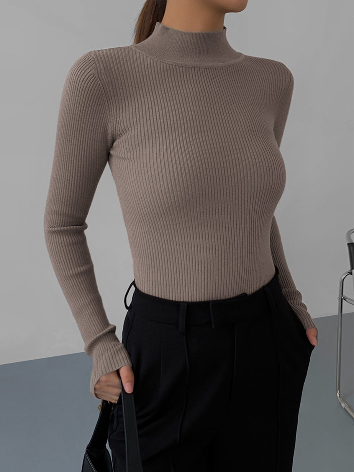 ZEYA - Janna Rib Knit Long Sleeve Shirt