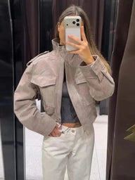 Jasmin kurze Jacke in Wildlederoptik
