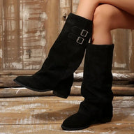 Jasmin kniehohe Retro-Stiefel mit Schnallen