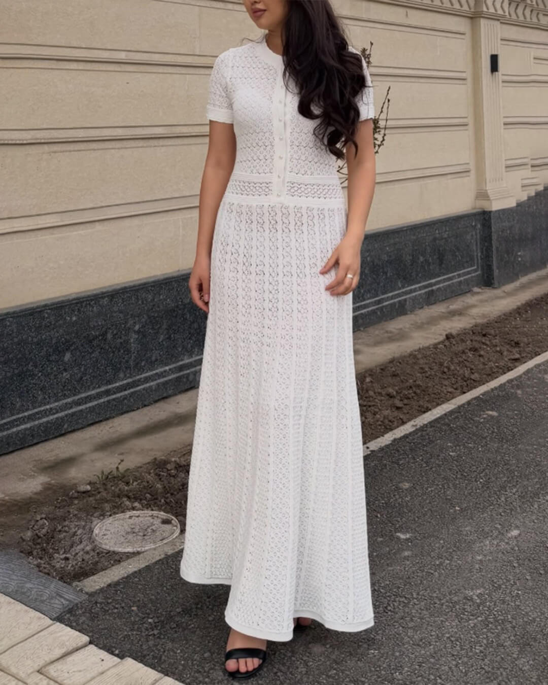 ZEYA - Jenina Half Button Knitted Midi Dress