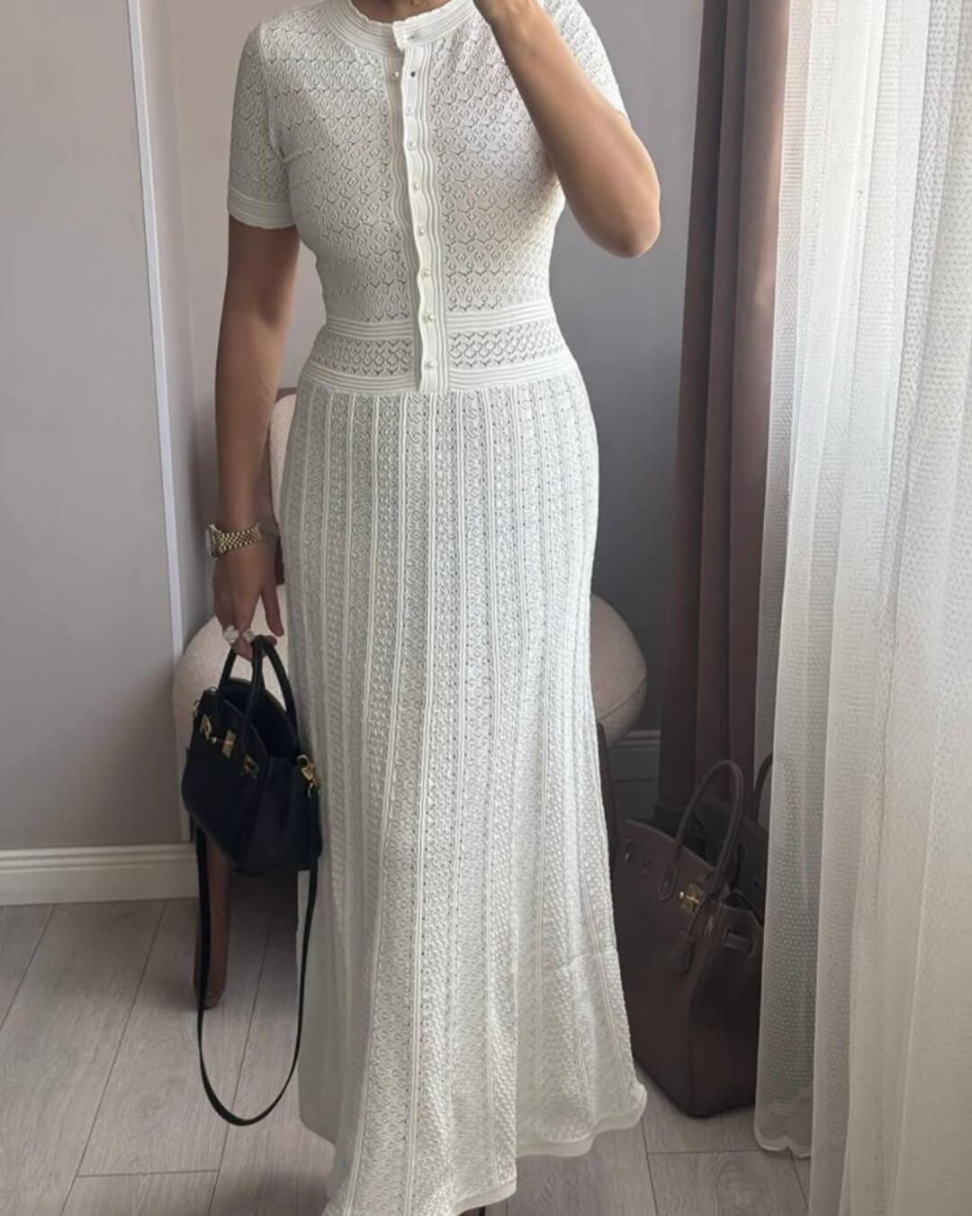 ZEYA - Jenina Half Button Knitted Midi Dress