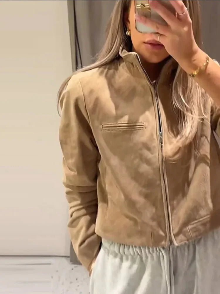 ZEYA - Jennelyn Suede Jacket with Stand Collar