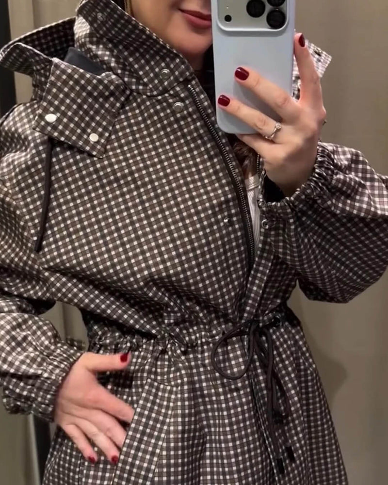 ZEYA - Jenny Plaid Hooded Windbreaker Jacket