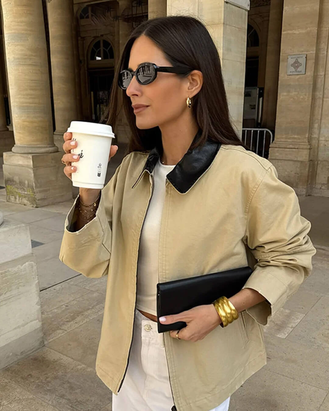ZEYA - Jessica Contrast Collar Zip Jacket