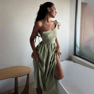 Joanna rückenfrei Schnürträger Midikleid