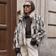 Cappotto in ecopelliccia leopardata Jordy