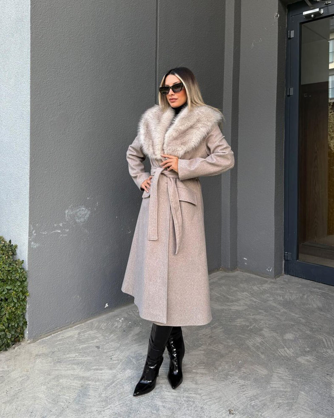 ZEYA - Josie Faux Fur Collar Maxi Coat