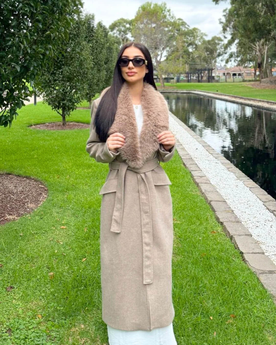 ZEYA - Josie Faux Fur Collar Maxi Coat