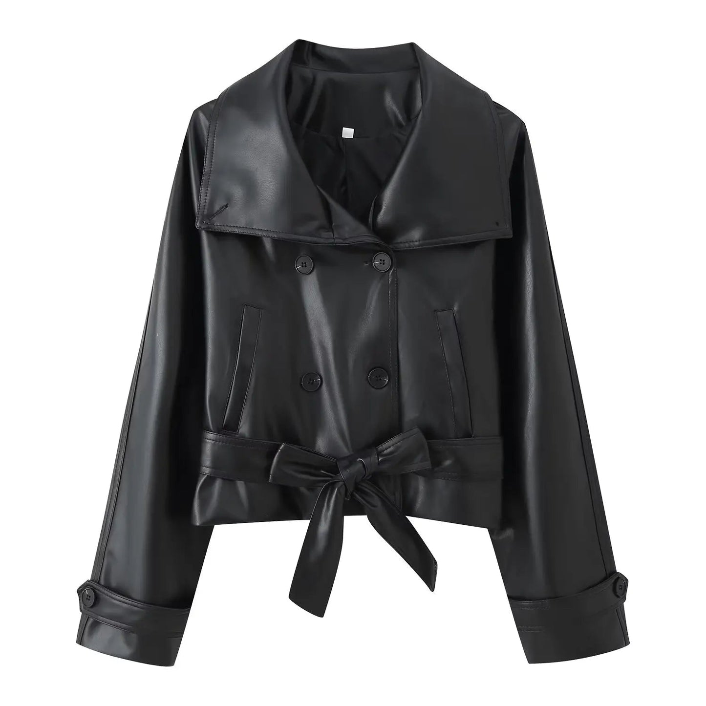 ZEYA - Julie Faux Leather Lace-Up Trench Coat