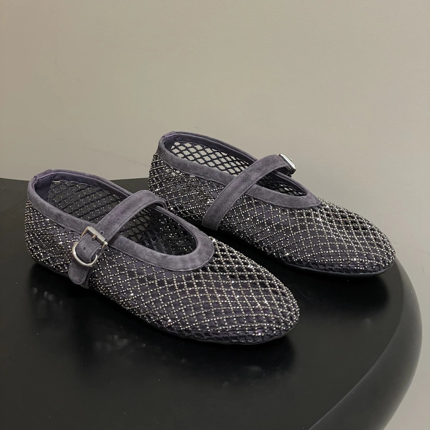 ZEYA - Kaila Rhinestone Mesh Ballet Flats