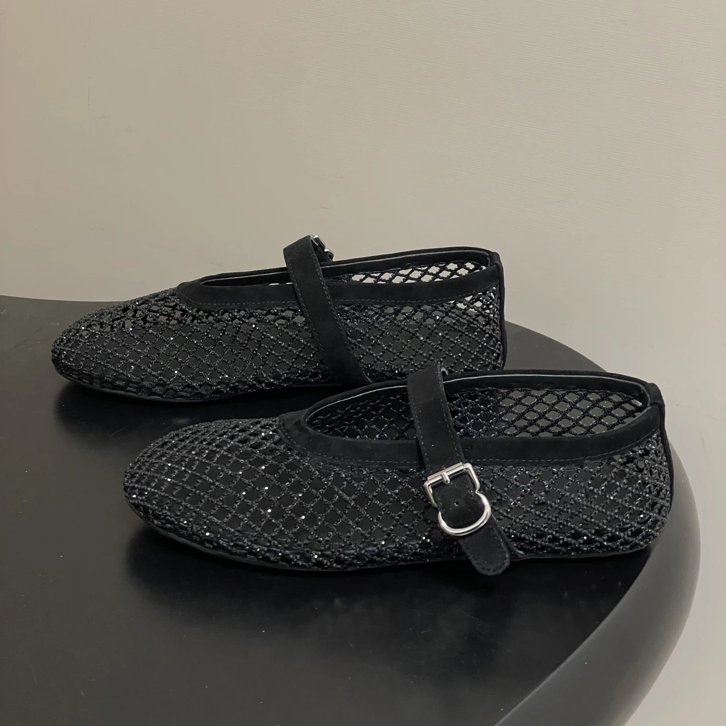 ZEYA - Kaila Rhinestone Mesh Ballet Flats