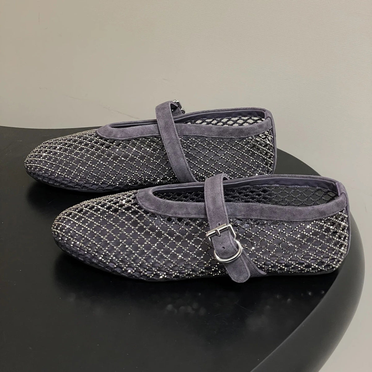 ZEYA - Kaila Rhinestone Mesh Ballet Flats