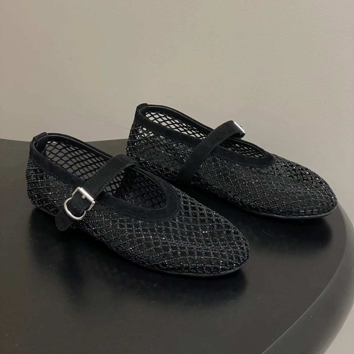 ZEYA - Kaila Rhinestone Mesh Ballet Flats