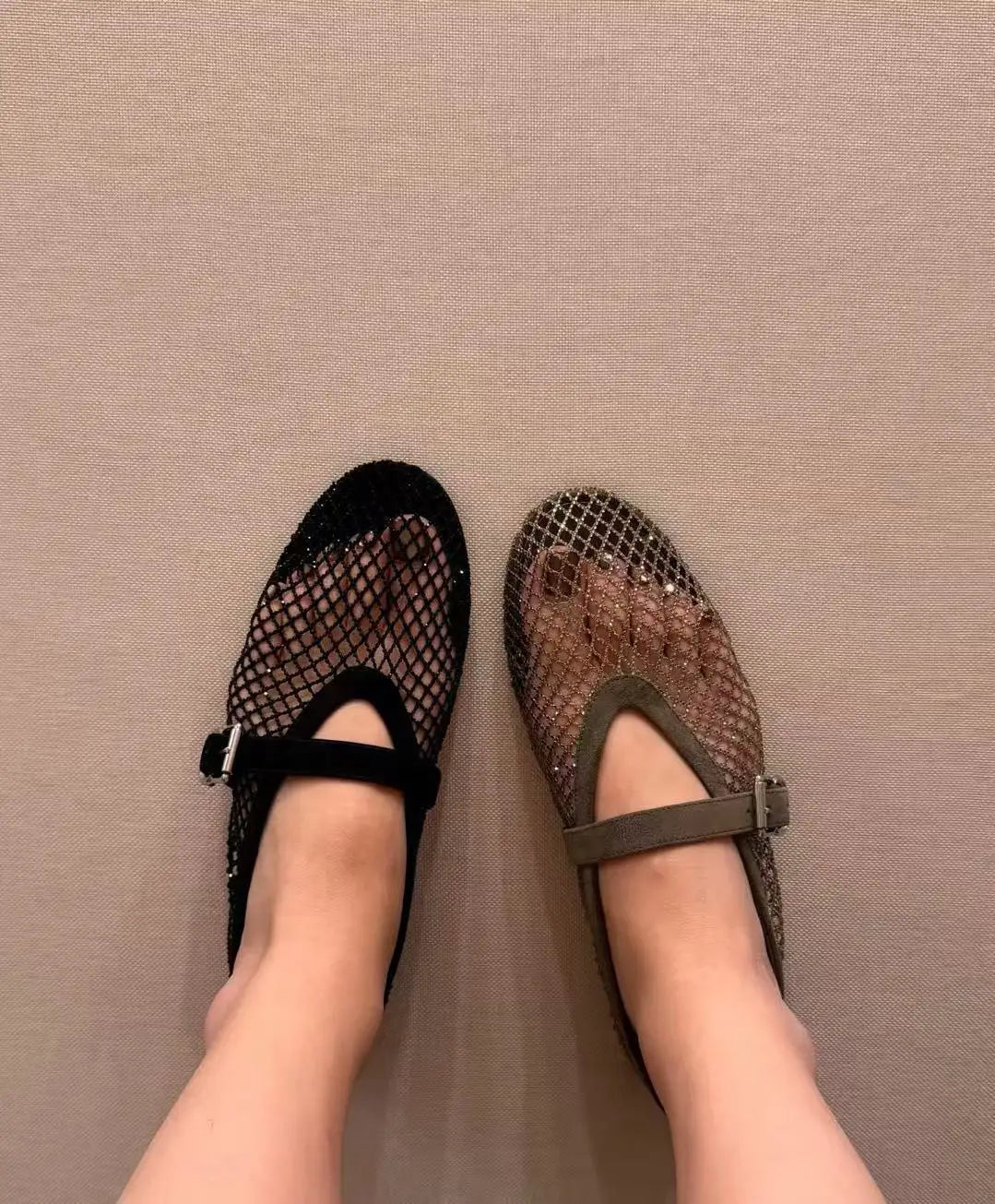 ZEYA - Kaila Rhinestone Mesh Ballet Flats