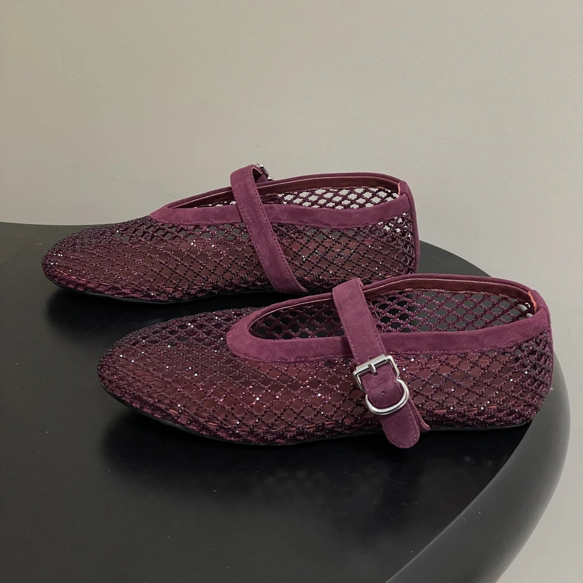 ZEYA - Kaila Rhinestone Mesh Ballet Flats