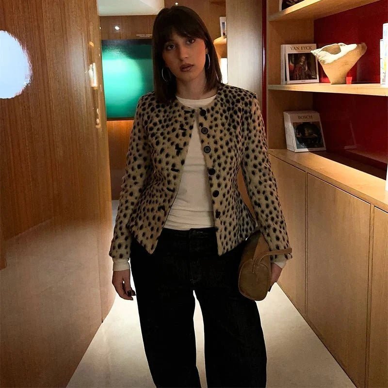 ZEYA - Katie Leopard Faux Fur Cropped Jacket