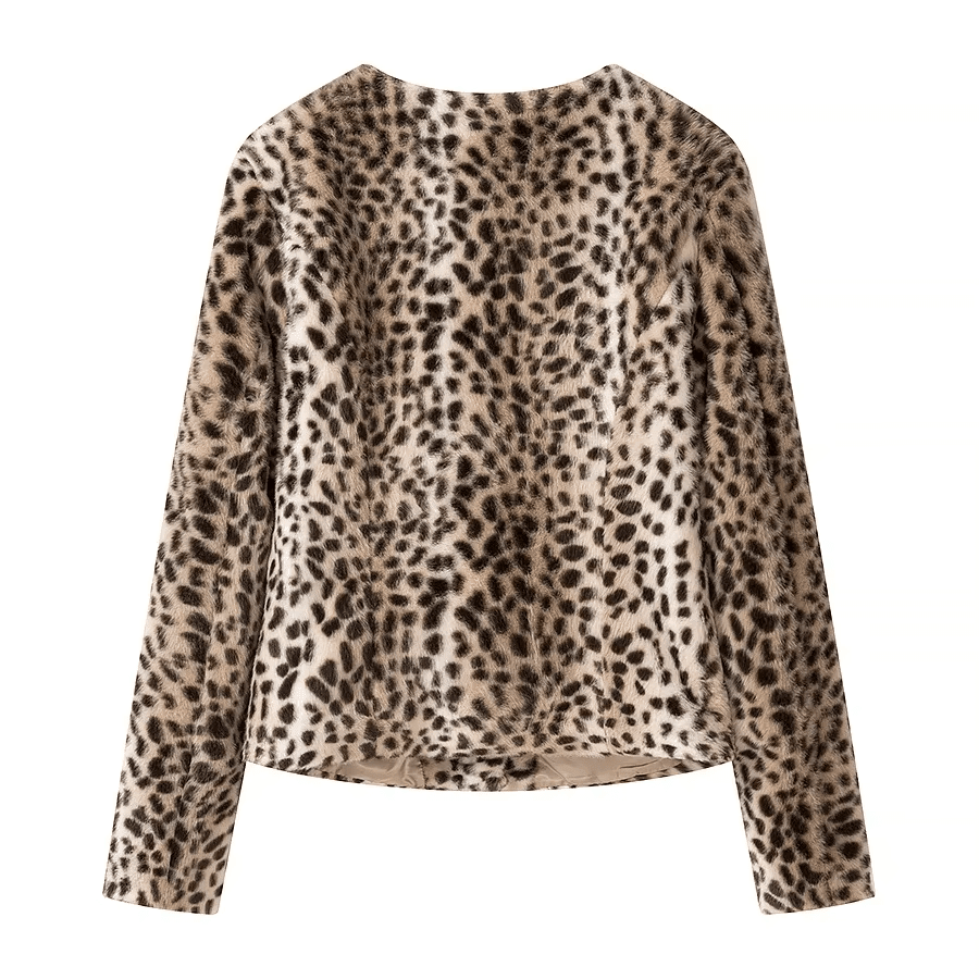 ZEYA - Katie Leopard Faux Fur Cropped Jacket