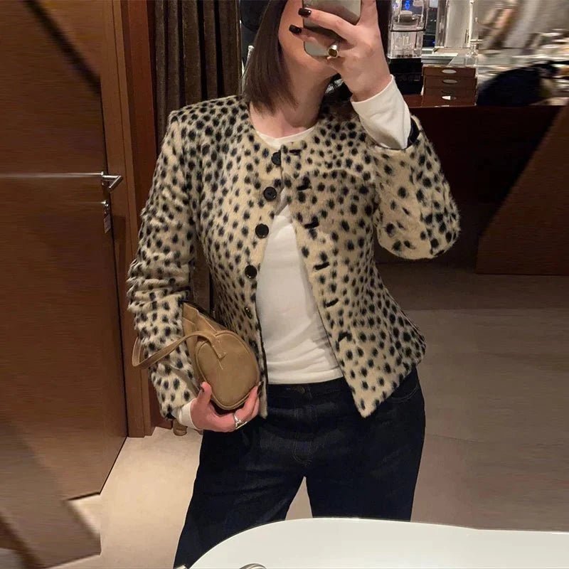 ZEYA - Katie Leopard Faux Fur Cropped Jacket