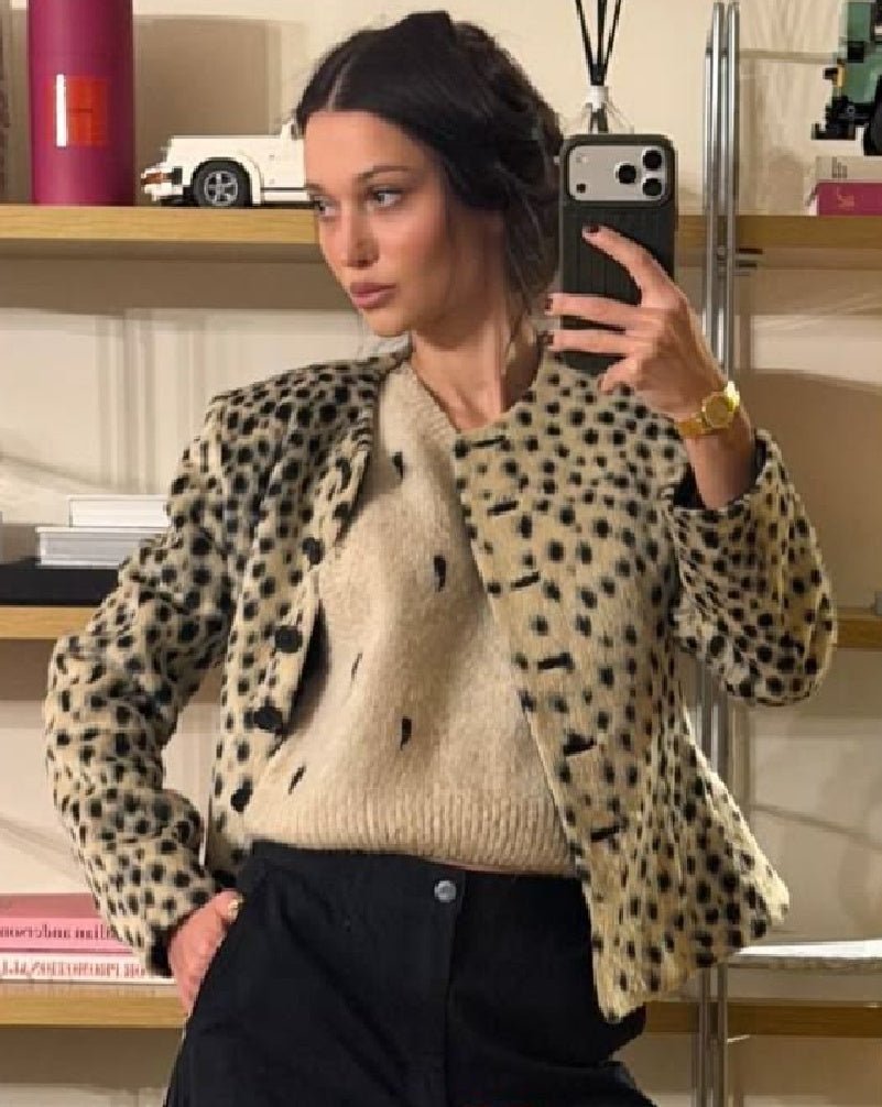 ZEYA - Katie Leopard Faux Fur Cropped Jacket