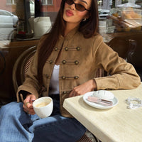 Kelly Veste slim Napoleon en suédine synthétique