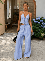 Kyra gestreiftes Neckholder-Top Set