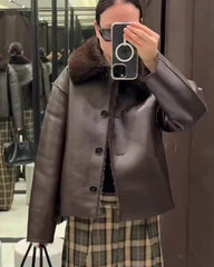 Laila Reversible Faux fur Faux Leather Jacket