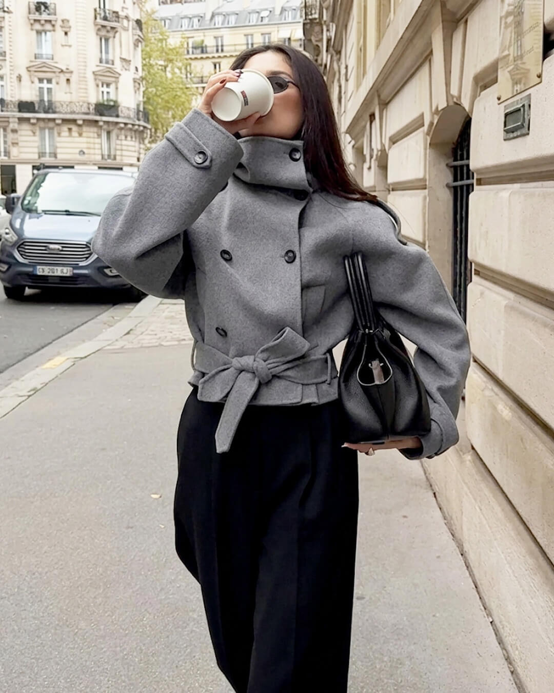 ZEYA - Lara Stand Collar Short Trench Coat