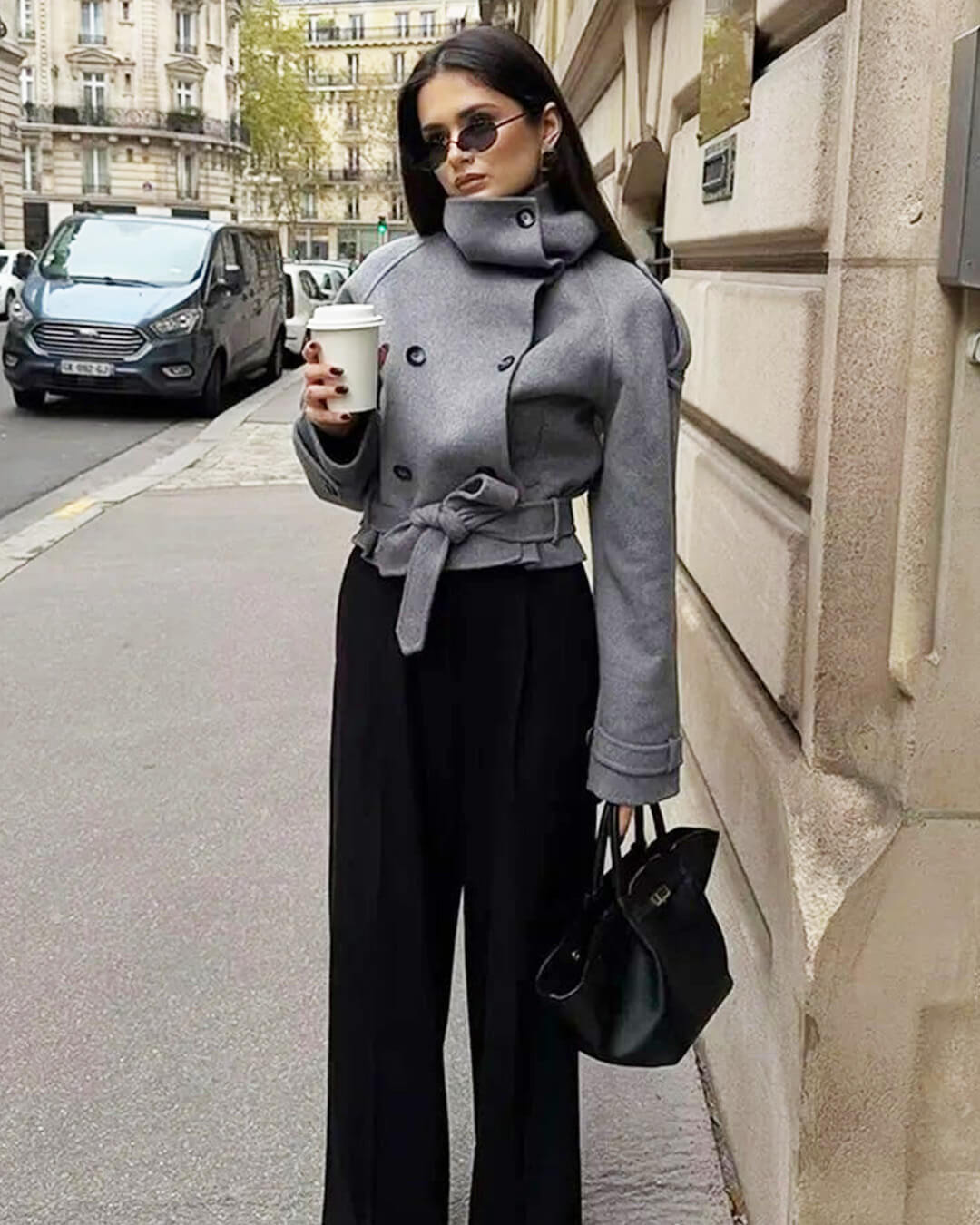 ZEYA - Lara Stand Collar Short Trench Coat