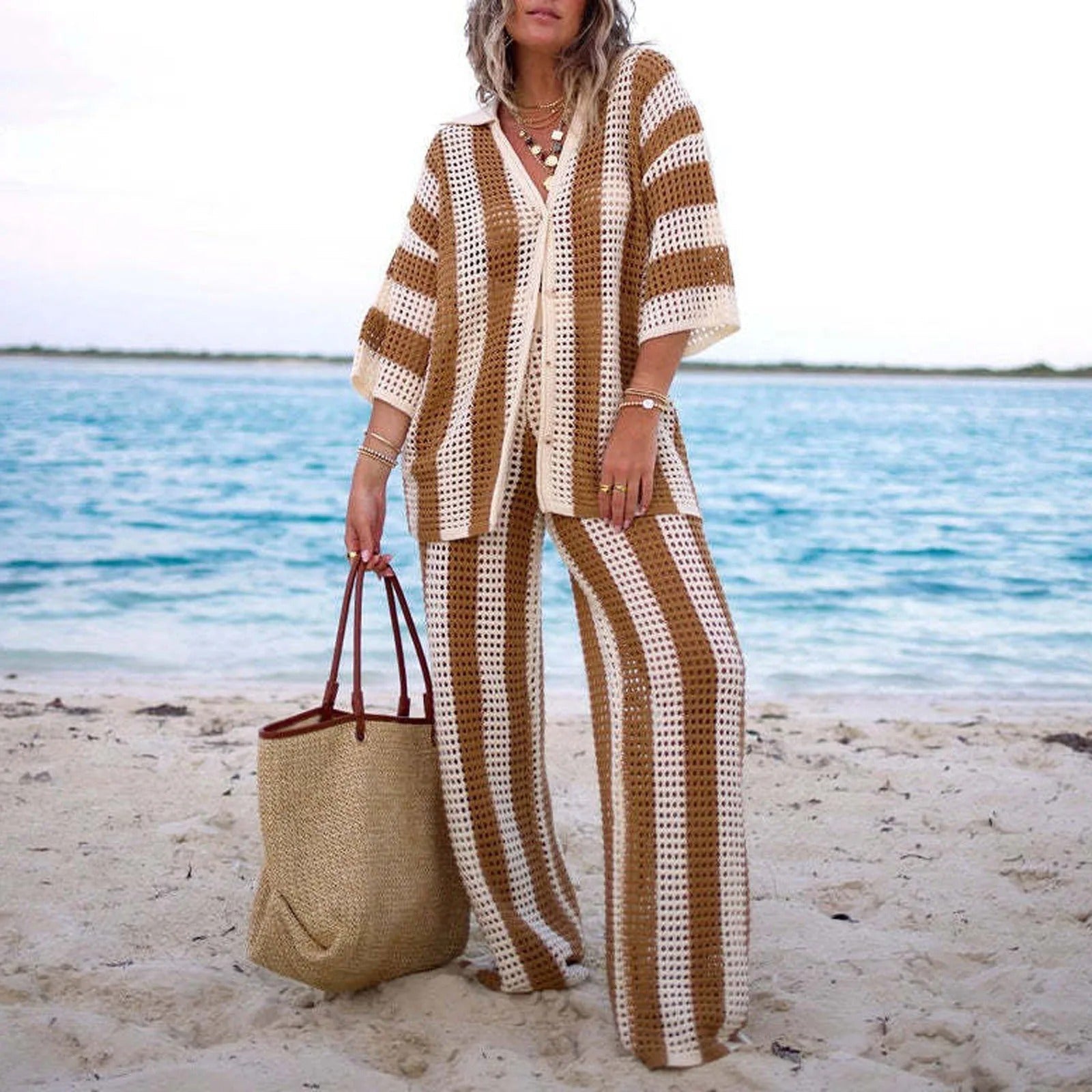 ZEYA - Layla Striped Crochet Co-Ord Set