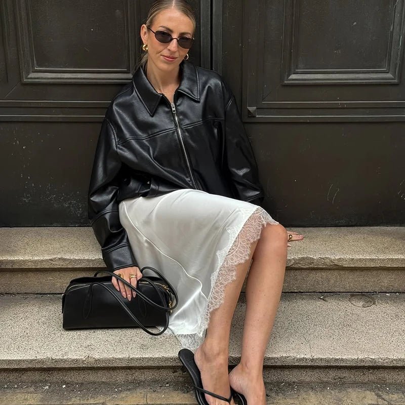 ZEYA - Leizel Asymmetric Satin Midi Skirt