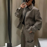 Lily Houndstooth Padded Blazer Set