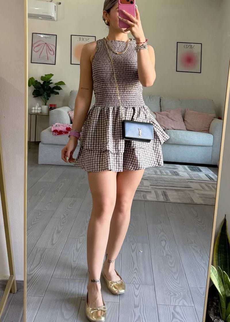 ZEYA - Linda Plaid Smocked Mini Dress