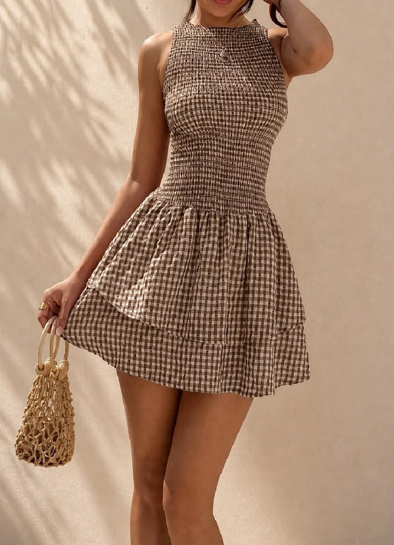ZEYA - Linda Plaid Smocked Mini Dress