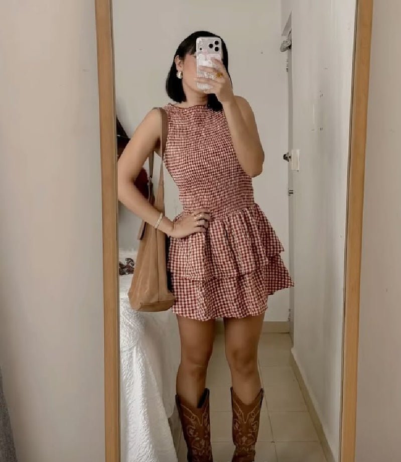 ZEYA - Linda Plaid Smocked Mini Dress