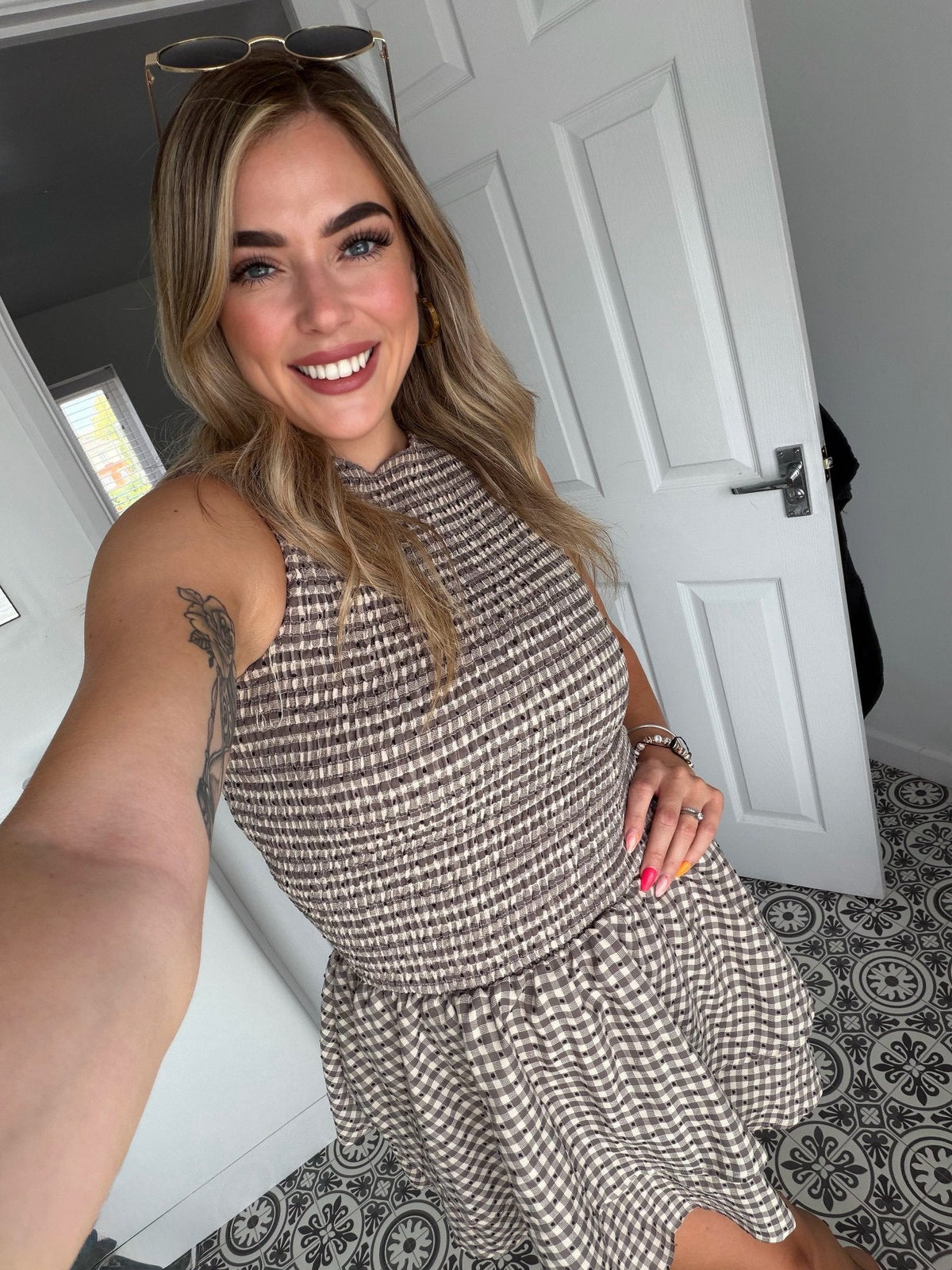 ZEYA - Linda Plaid Smocked Mini Dress