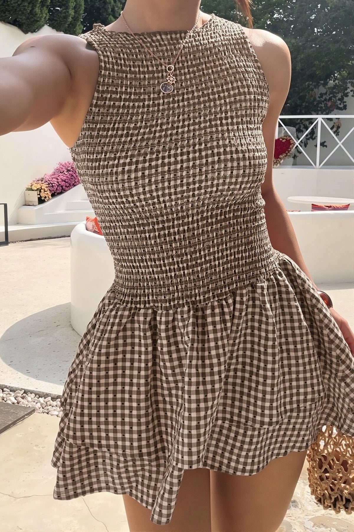 ZEYA - Linda Plaid Smocked Mini Dress