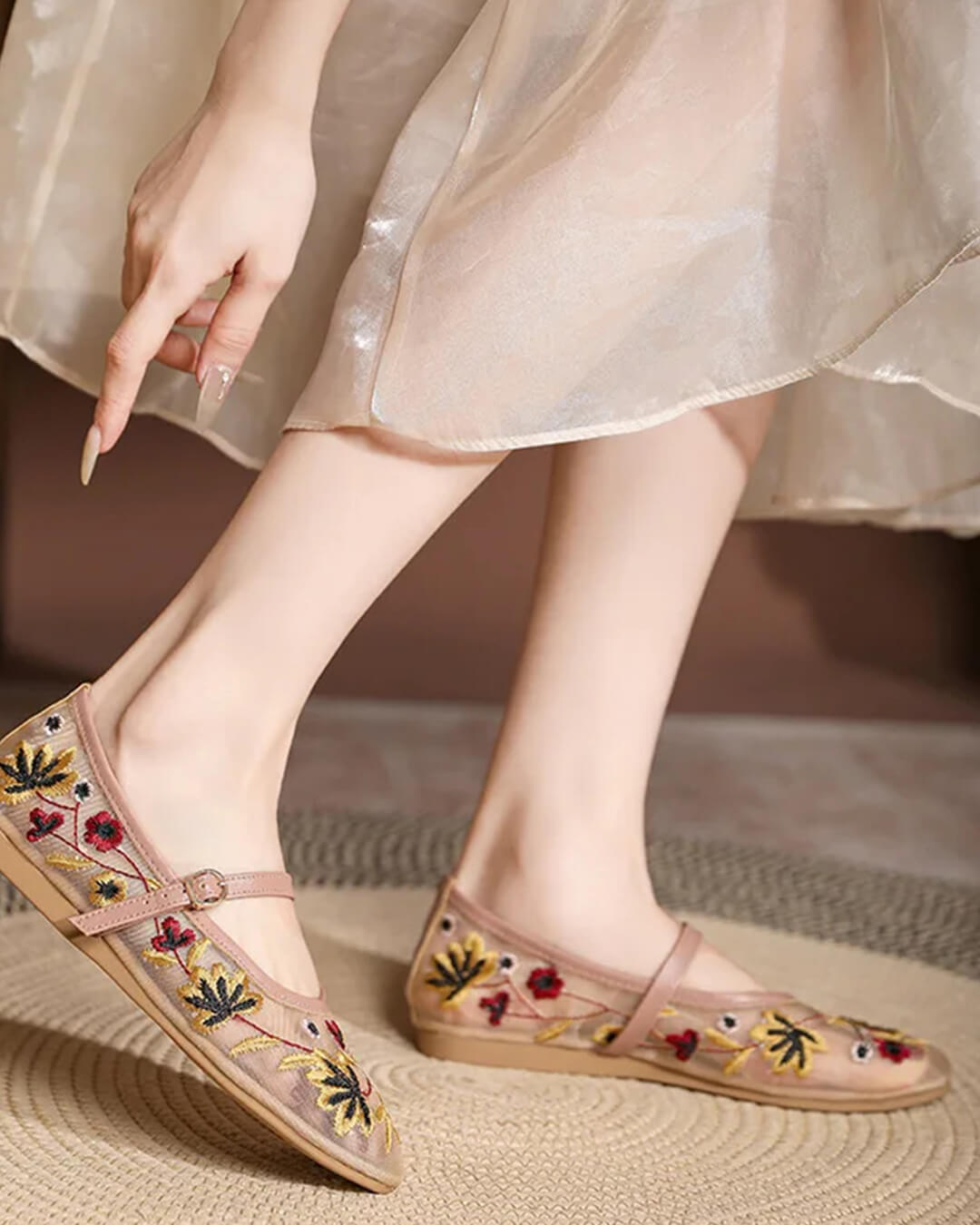 ZEYA - Lisbeth Embroidered Ballet Flats