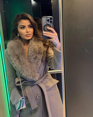 Manteau long Lola avec col en fausse fourrure