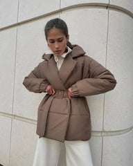 Lou gesteppte Pufferjacke mit Gürtel