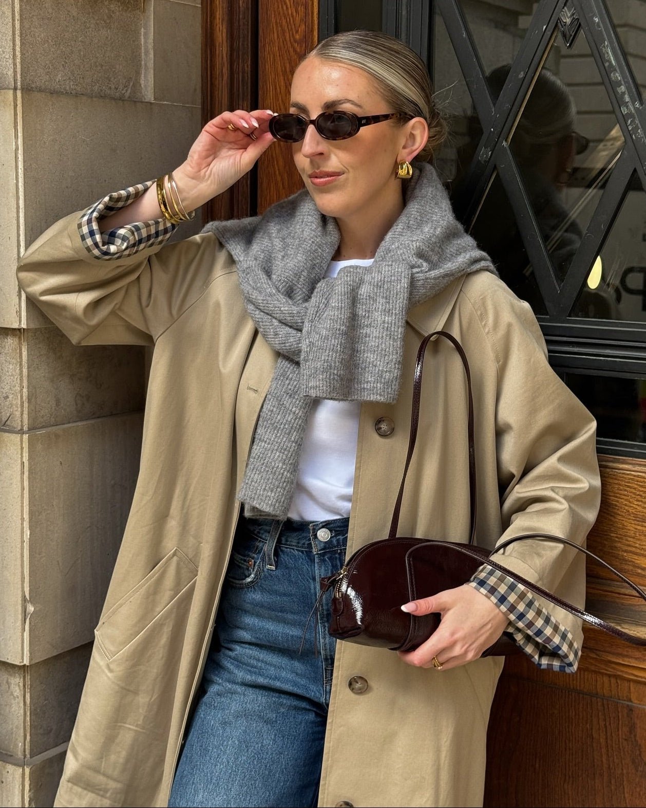ZEYA - Lucy Check-Accent Trench Coat
