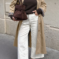 Cappotto trench Lucy con dettaglio a quadri