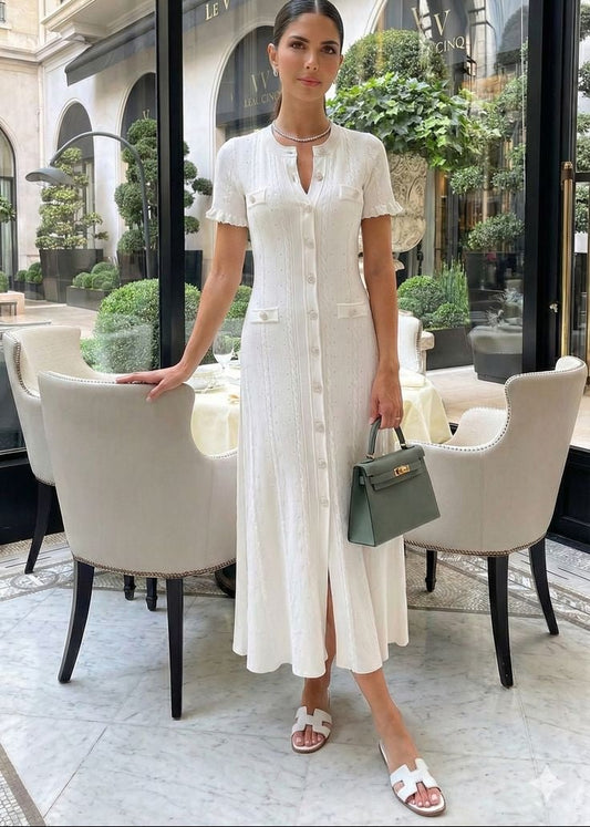 ZEYA - Margot Button-Front Knit Midi Dress