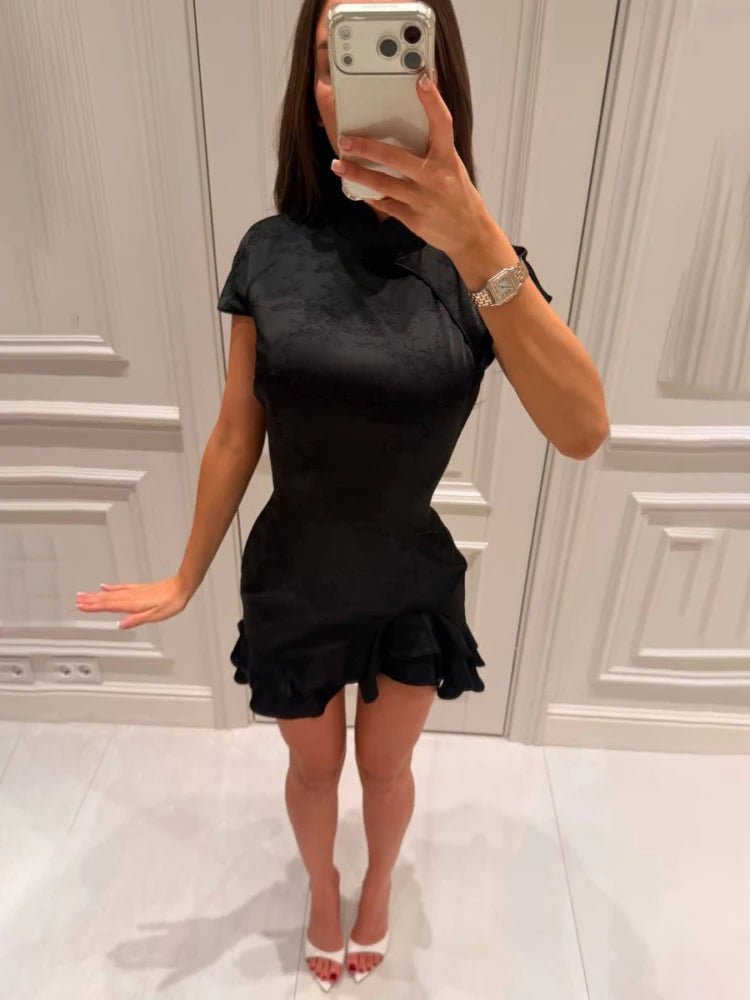 ZEYA - Mariana Satin Patchwork Lace Collar Dress