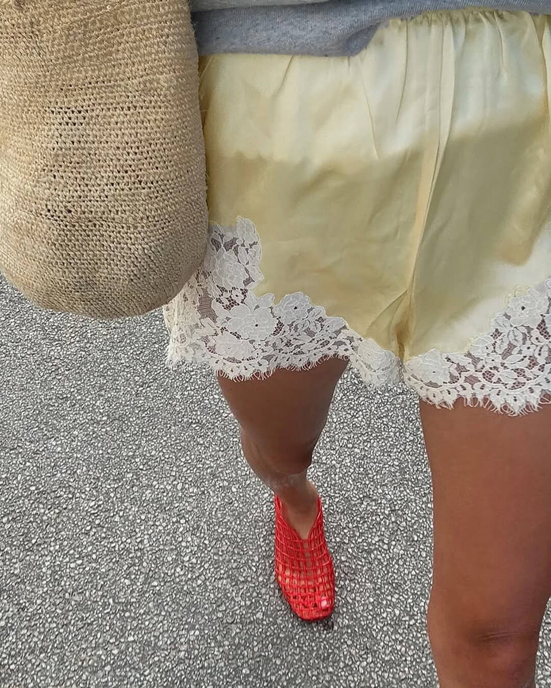 ZEYA - Maridot Lace Patchwork Satin Shorts