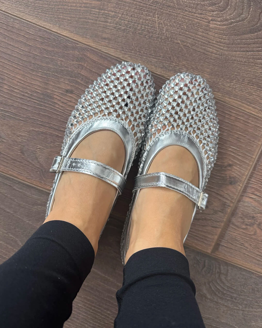 ZEYA - Marilyn Rhinestone Mesh Flat Shoes