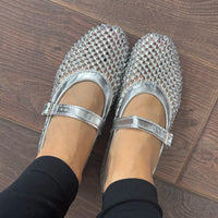 Marilyn Rhinestone Mesh Flat Shoes