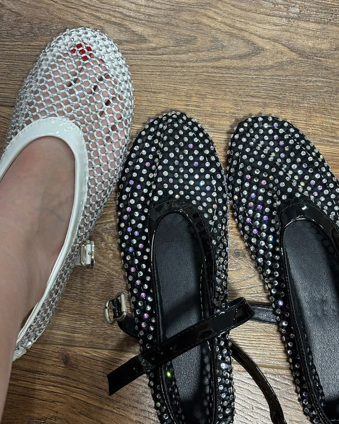 ZEYA - Marilyn Rhinestone Mesh Flat Shoes