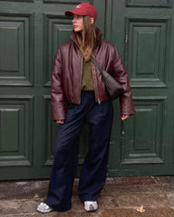 Mary Biker-Jacke aus Kunstleder mit Trichterkragen